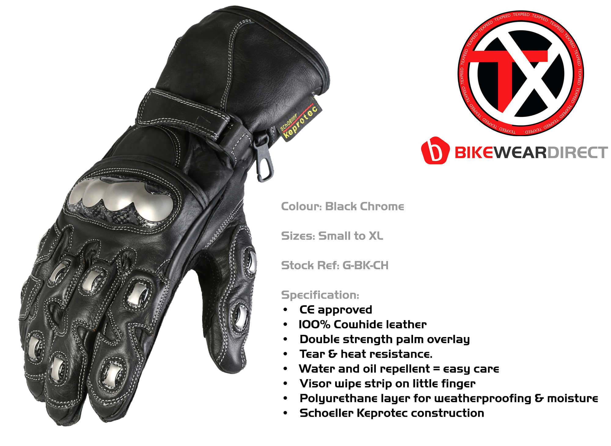 Motorbike Motorcycle Gloves Black Mens Biker Leather Textile CE